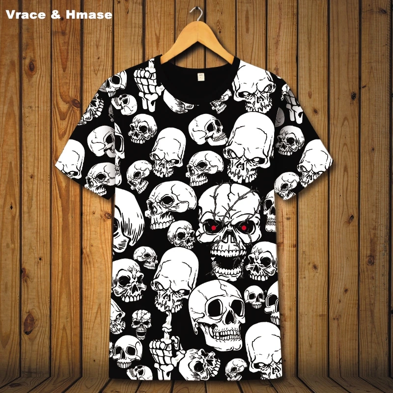 

Devil skull personalized 3D printing quality short sleeve t-shirt Summer 2018 New fashion boutique large size t shirt men S-6XL