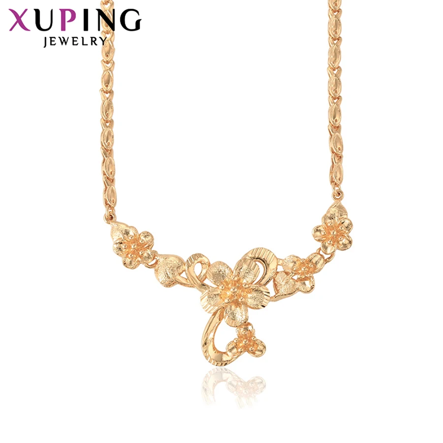 Xuping Jewelry Design Big Flower Necklace for Girls Christmas Gifts Gold Color Plated Vintage Chain S116-44399 | Украшения и