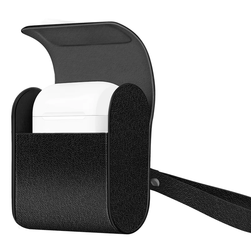Кожаный чехол сумка для беспроводных наушников QI с Bluetooth защитный AirPods приемник