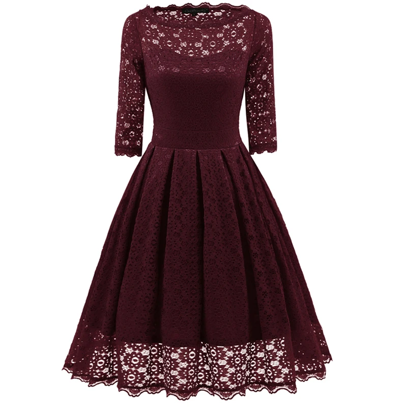Summer Swing Lace Dress Elegant Retro Robe Sexy Evening Party Dresses Women Clothing Tunic Vintage Rockabilly Z3D434 | Женская одежда