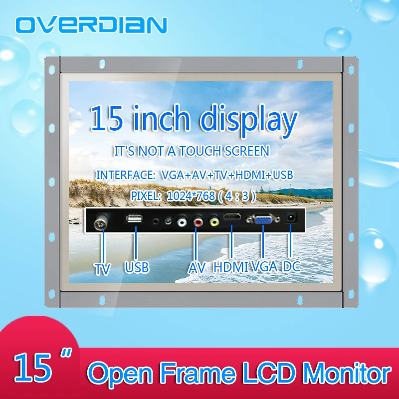 15 дюймов промышленный контроль ЖК монитор VGA/HDMI/AV/TV/USB интерфейс белая открытая