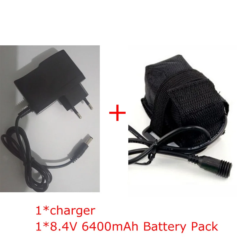 Charger with 6400mAh 9600 мАч 6400 мАч Battrey передних фар 3* XM-L T6 светодиодный фар 4000Lm горный велосипед свет лампы велосипедов аксессуары Лампы - Цвет: Charger with 6400mAh