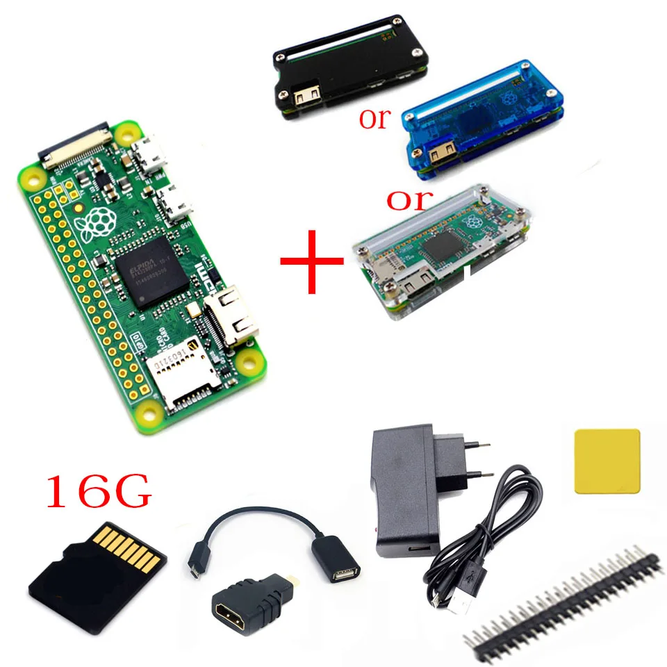 Малина Pi Zero PI0 1 3 или Raspberry Starter Kit W + акрил основа 16 г SD карты Мощность адаптер GPIO