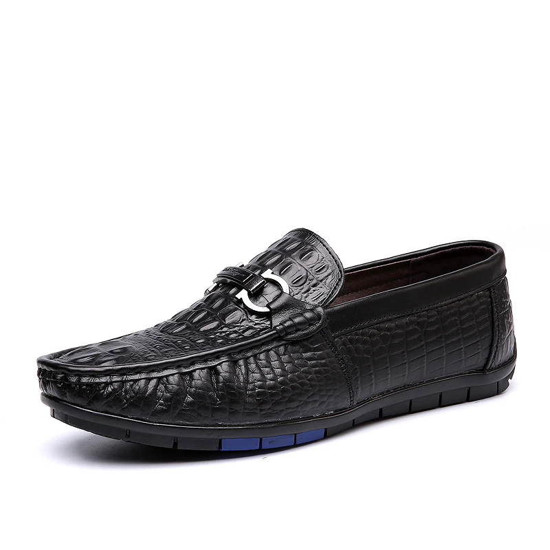 WENYUJH Genuine Leather Mens Moccasins Shoes Crocodile Slip On Breathable Casual Loafers Comfortable Driving Footwear | Обувь