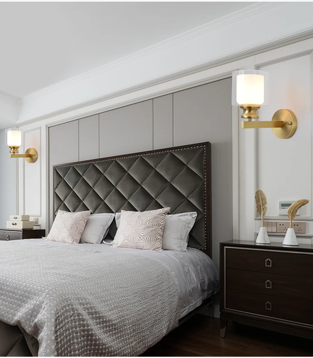 Минималистичный медный латунный настенный светильник светодиодный прикроватный светильник для спальни для чтения настенный светильник светодиодный Современный простой золотой настенный светильник