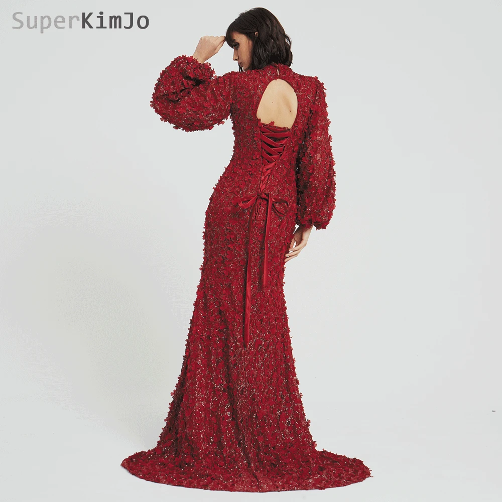 SuperKimJo с длинными рукавами бордового цвета элегантные вечерние платья в арабском