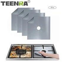 TEENRA 4 шт многоразовая фольгированная газовая варочная панель защитное покрытие для газовой плиты крышка газовой горелки подкладка коврик плита горелка кухонные аксессуары