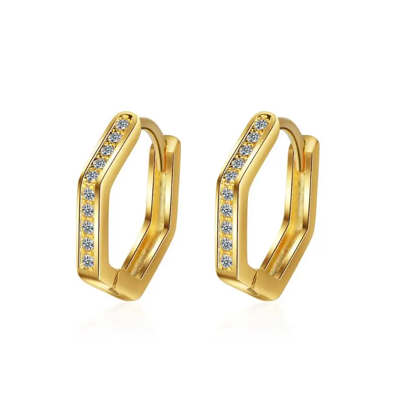 New Pentagon Zircon Geometric Earrings For Women Men Trend Creative Jewelry Party Gift Oorbellen SAE184 | Украшения и аксессуары