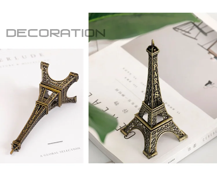 VILEAD 6 Size Zinc Alloy Paris Tower Model Figurines European Building Crafts Gift Office Home Decoration Hogar Ornaments