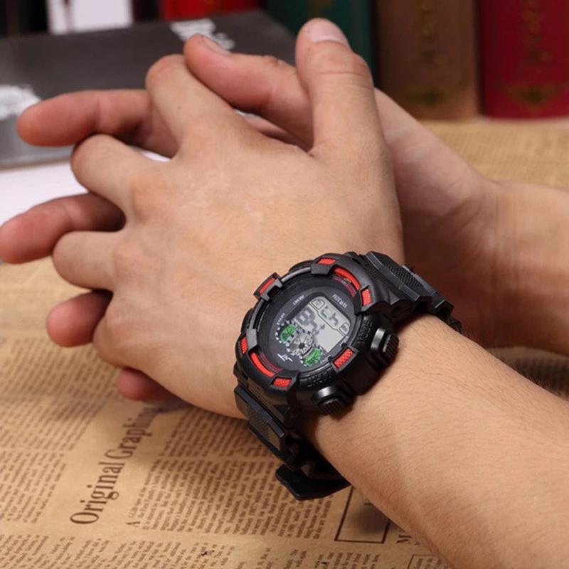 Бренд Мужские часы цифровые Для мужчин модные Военная Униформа спортивные