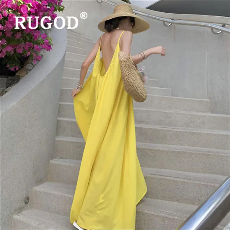 Женское платье на бретельках RUGOD летнее облегающее Свободное с открытой спиной и