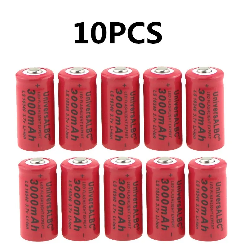 10PCS Перезаряжаемая 16340 батарея для светодиодный фонарик фары 3,7 в 3000 мАч Li-Ion CR123A 16340 батареи для лазерной ручки - Цвет: 10PCS