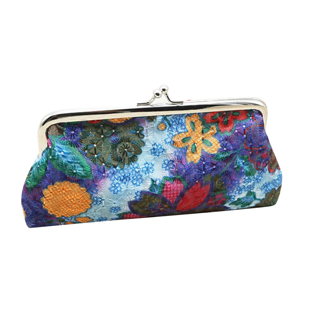 Винтажный женский длинный кошелек с цветком и замком для монет держатель ключей