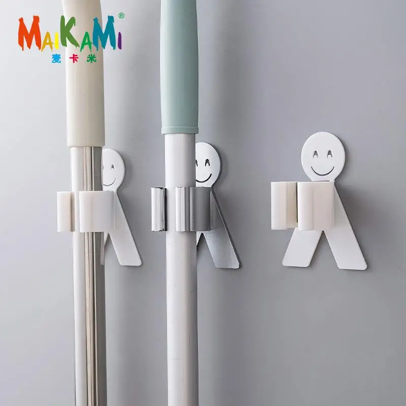 

1Pcs Lovers Shaped Wall Mounted Mop Strong Home Bathroom Hooks Holder Brush Broom Hanger Storage Rack Bathroom Holder Shower