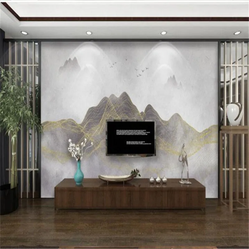 

Wallpapers photo Wall Mural in Wallpapers Chinese Style 3D Wall Murals Abstract Landscape Line 3D Bedroom TV Sofa Wall