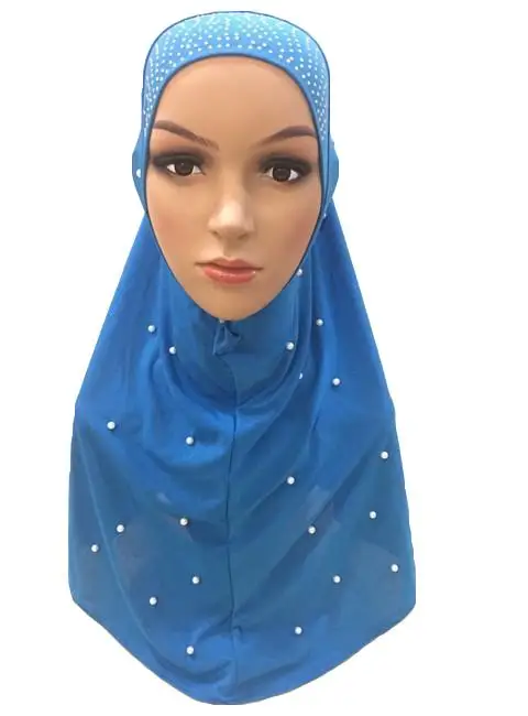 Light Blue Одна штука Amira мусульманский женский хиджаб шляпа бисер головной платок обертывание исламский головной убор тюрбан полное покрытие Niquabs шляпа Мода - Цвет: Light Blue