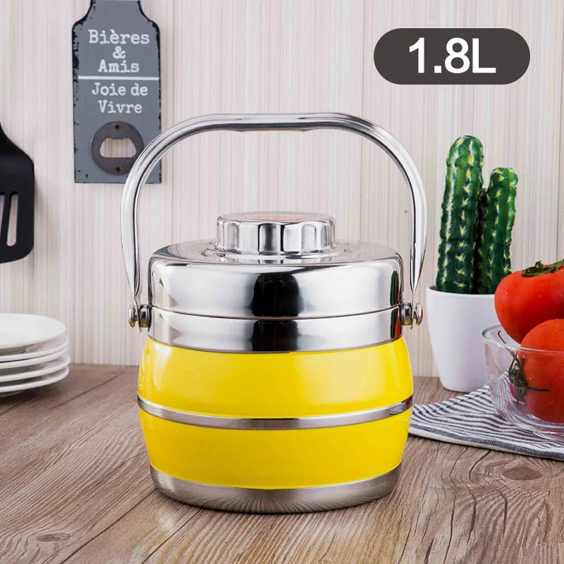 180ml Yellow 1.4L/1.8L Ланч-бокс из нержавеющей стали вакуумный термо-термо портативный контейнер для еды металлический набор для пикника Bento box для детей и взрослых Ланчбокс - Цвет: 180ml Yellow