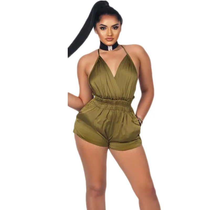 Сексуальная Женщин V-образным Вырезом Playsuit Дамы Комбинезон Summer Party Женщины Шорты