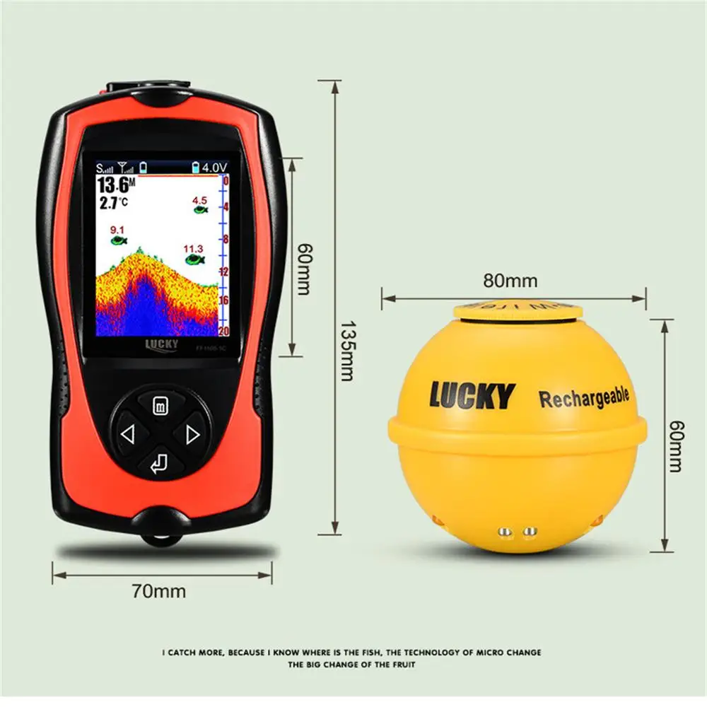 LUCKY FF1108 1CWLA беспроводной рыболовный гидролокатор датчик льда/океана/лодки