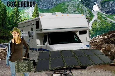 GGX ENERGY Portable Solar Panel Folding Kit for Caravan 4X4 Car Camping Power 120watt Mono Solar Cell