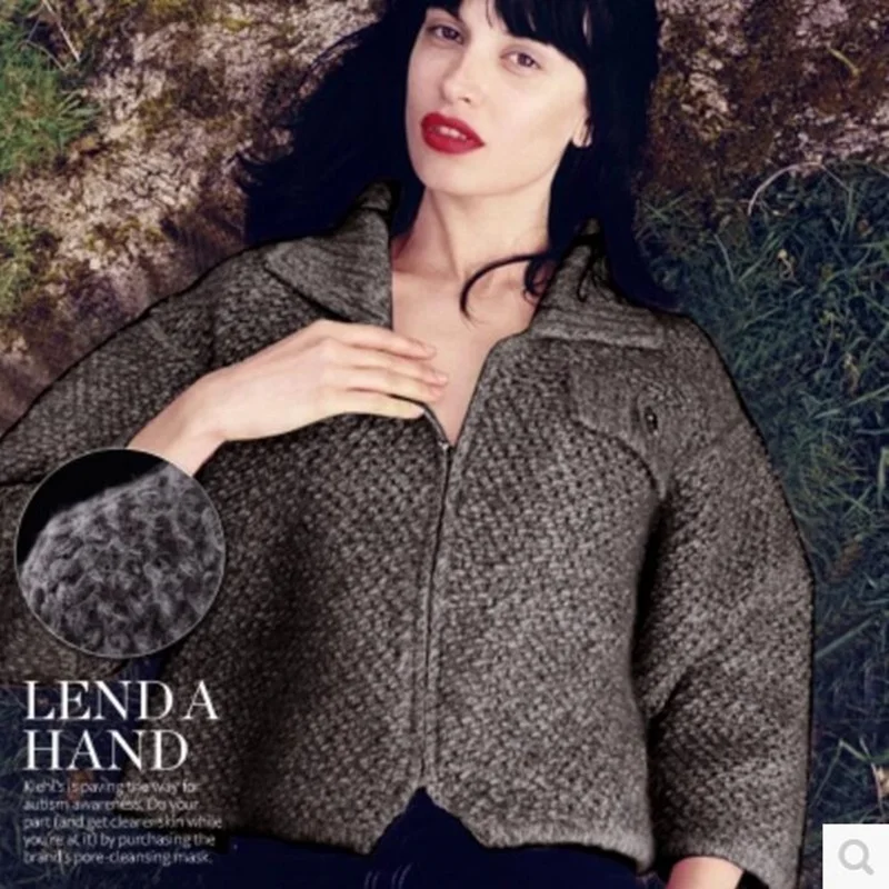 Серый вязаный круг шерсть утолщение большой Пушистый Осень и зима ткань 478