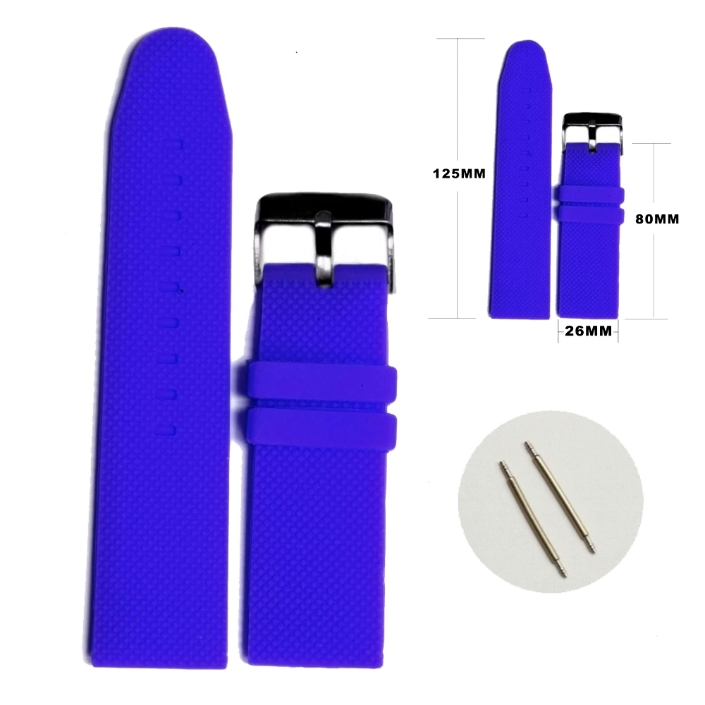 26 мм Полночь силиконовый синего цвета желе резиновые мужские часы ремешок