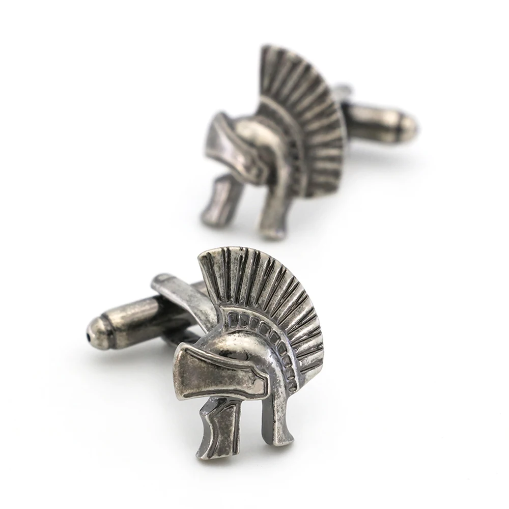 Фото iGame New Arrival Vintage Cuff Links 300 Sparta Warrior Helmet Design Quality Brass Material Men's Cufflinks Free Shipping №3