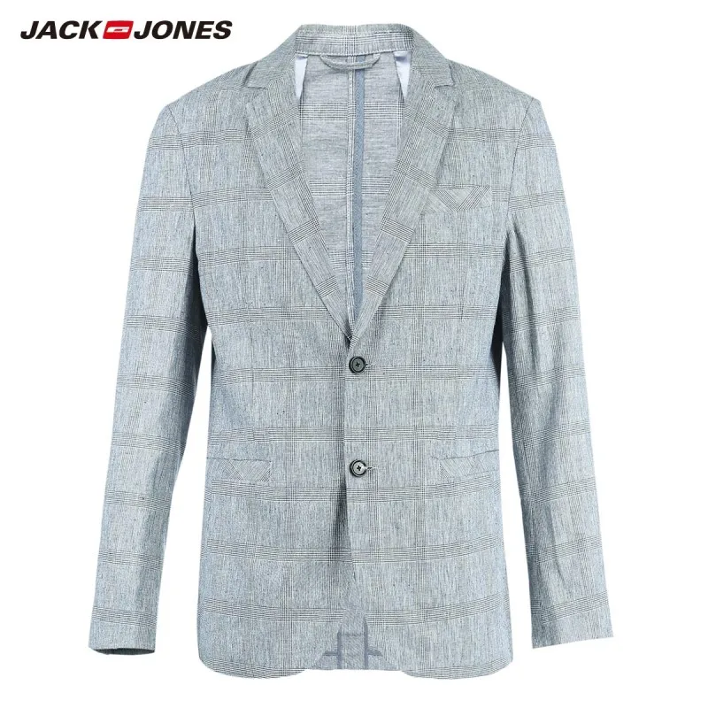 JackJones мужской Клетчатый Блейзер прямого кроя с лацканами E | 218208502 Мужская одежда