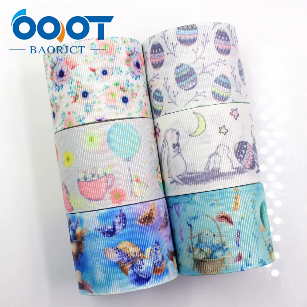 OOOT BAORJCT I-181128-285, 38 мм, 10 ярдов пасхальные Мультяшные ленты термотрансферные печатные grosgrain, праздничные украшения материалы