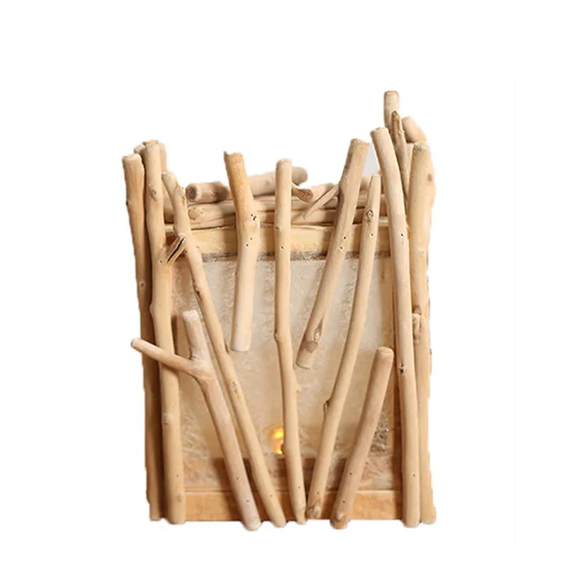 Ретро деревянный подсвечник пасторальный стиль натуральный фонарь ручной