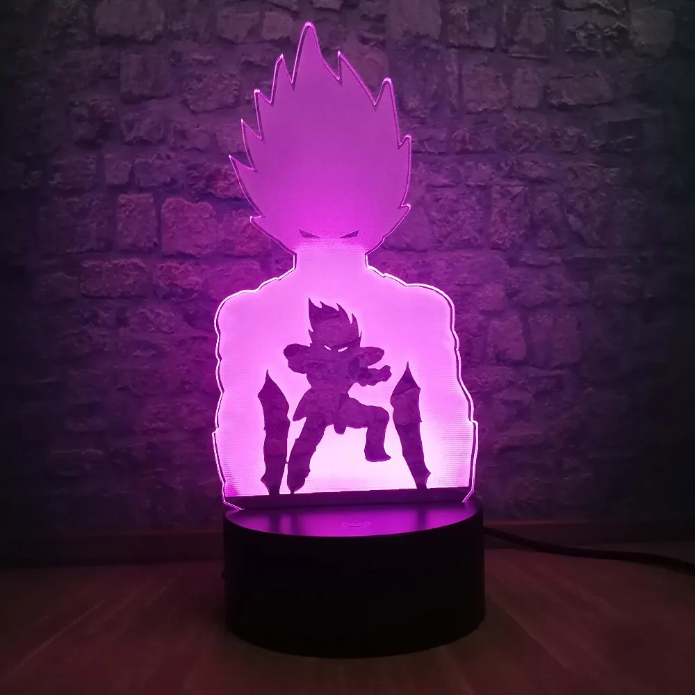 Dragon Ball Goku Супер Saiyan фигурка 3D лампа светодиодный ночник 7 цветов сенсорный стол декоративное освещение для дома подарок на день рождения мальчика