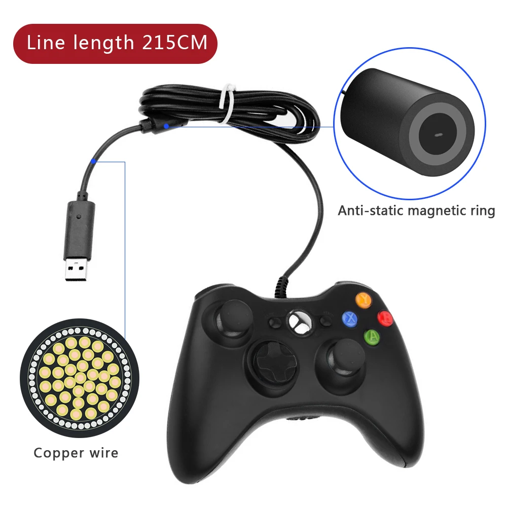 Cdragon USB проводной джойстик геймпад черный контроллер 360 для ПК Windows 7 / 8 10 |