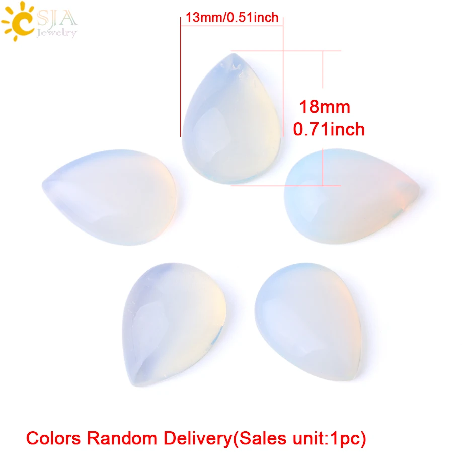 Opal--13x18mm CSJA Натуральный Камень Каплевидный кабошон основа бусины для ручного ремесла ювелирных изделий Аксессуары DIY кольцо серьги 13x18 мм 10x14 мм F838 - Цвет: Opal--13x18mm