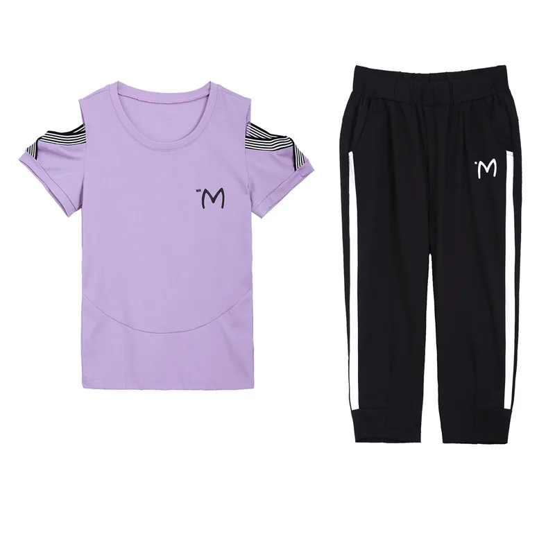 3XL спортивный костюм женские спортивные костюмы 2019 Летняя Повседневная футболка