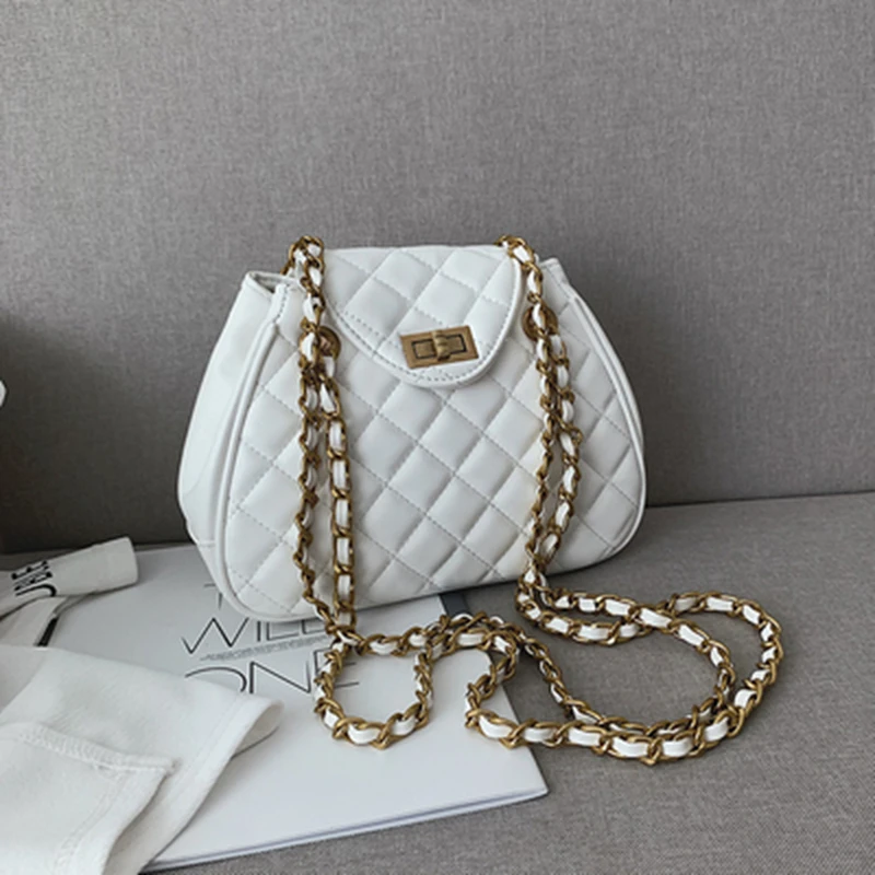White Small Large Shoulder Bag Women Travel Bags Leather Pu Quilted Bag Female Luxury Handbags Women Bags Designer Sac A Main Femme - Цвет: White Small