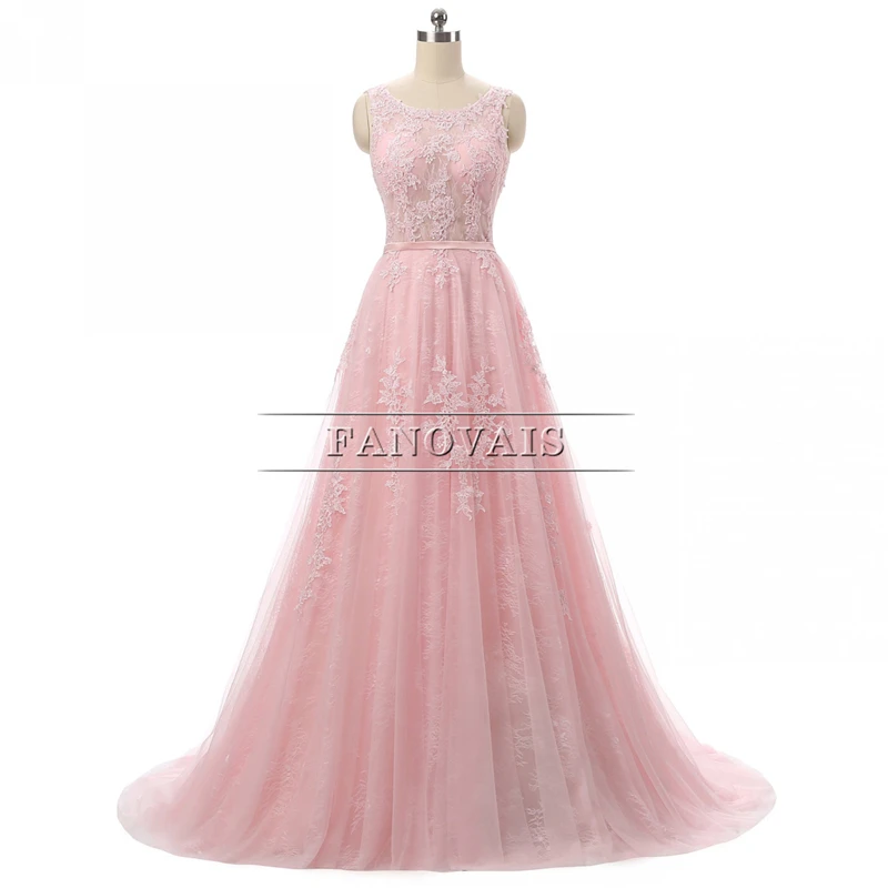 Длинное вечернее платье с аппликацией платья на выпускной бусинами розовое ASAE79