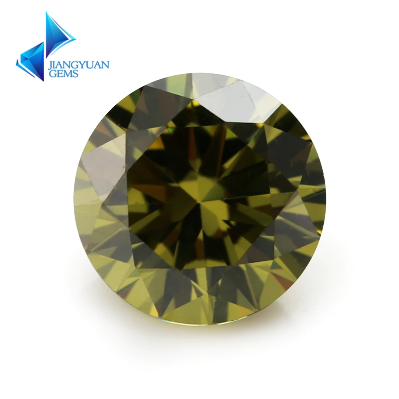 

3-16mm Olive Green Wholesale 5A CZ Stone Brilliant Round Cut Loose Cubic Zirconia For Sale Synthetic Gems