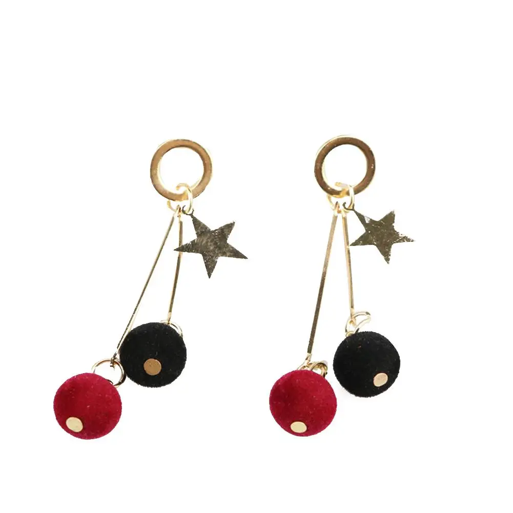 Simple Five Pointed Star Plush Ball Long Dangle Sexy Women Tassel Earrings Gifts | Украшения и аксессуары