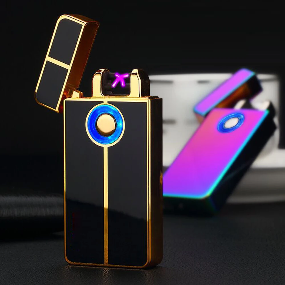 Перезаряжаемая USB зажигалка сенсорная двойная 2018 Электронная для сигарет