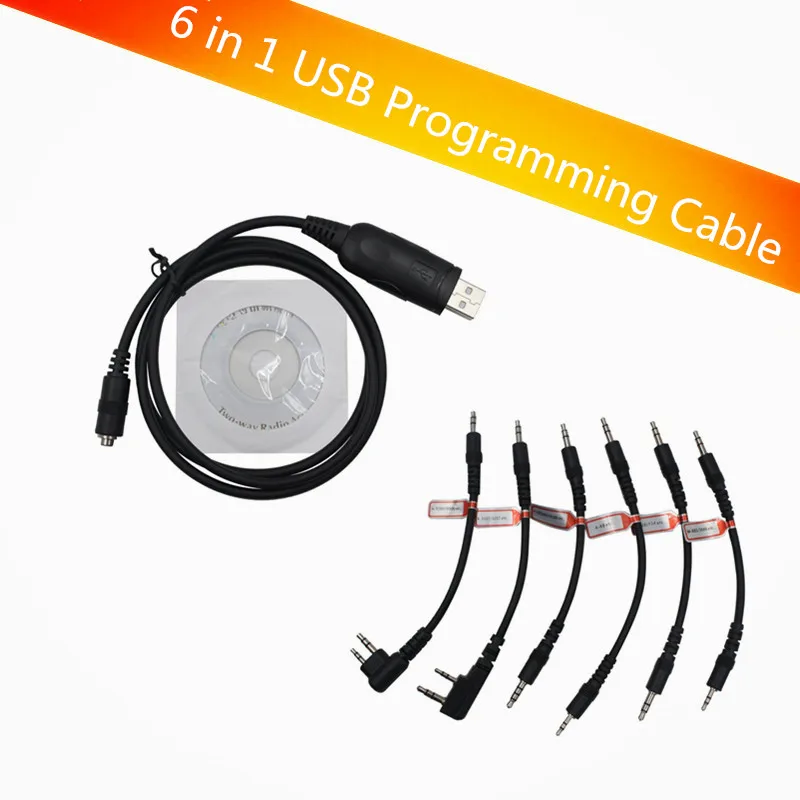 6 в 1 USB-кабель для программирования YAESU BAOFENG BF-888S KENWOOD PUXING Motorola ICOM Radio Walkie Talkie |