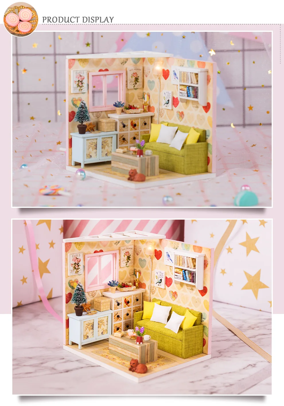 Cutebee кукольный дом мебель миниатюрный кукольный домик DIY миниатюрный дом комната Каса игрушки для детей DIY кукольный домик M11F