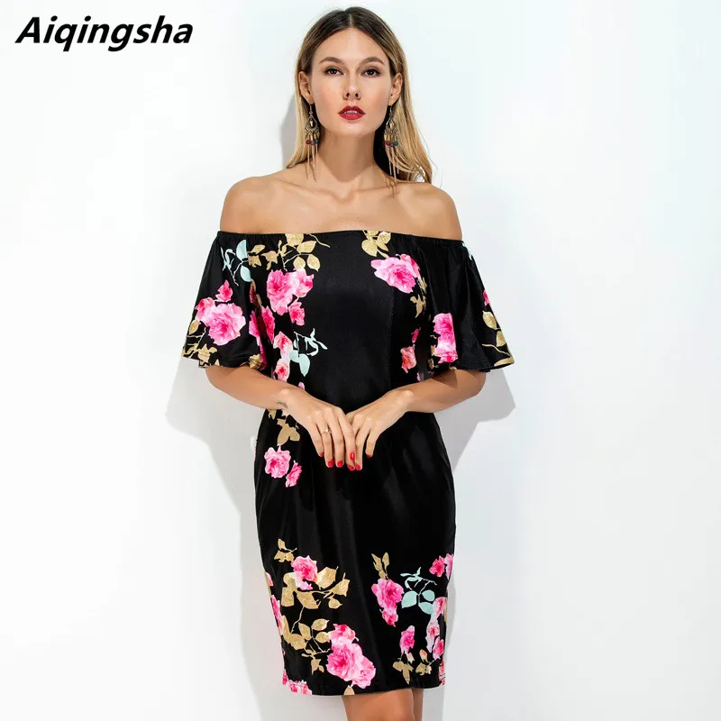 Женское платье Элегантный чешские Slash Средства ухода за кожей шеи с открытыми