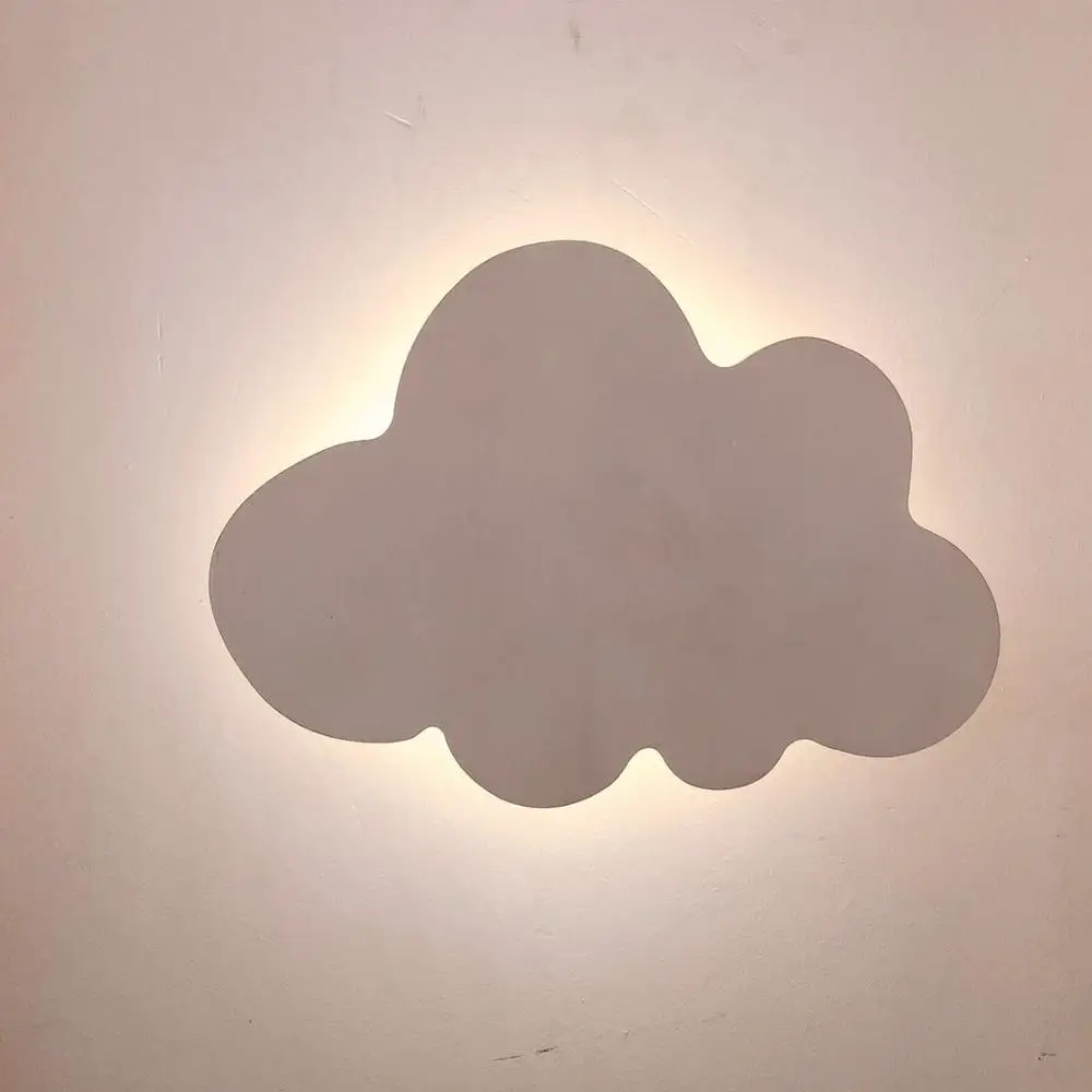 white cloud Креативный светодиодный настенный светильник с изображением деревянных облаков, простой Безопасный детский мультяшный светильник для спальни, крыльца, прохода, фонарей, коридора, светильника с питанием от батареи - Цвет абажура: white cloud