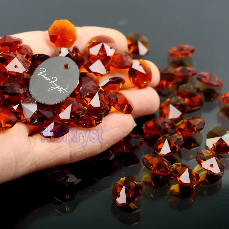 Оптовая продажа! 2000 шт. 14 мм коричневые Хрустальные стеклянные Восьмиугольные