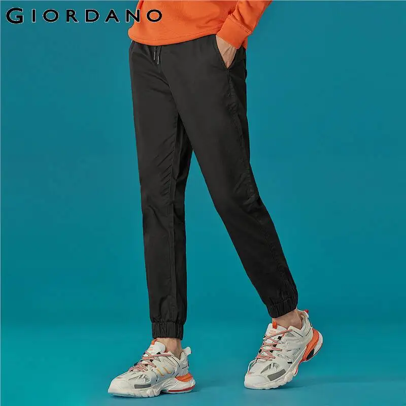 Giordano мужские стрейчевые брюки из натурального хлопка, на эластичной талии со шнурком, имеется несколько цветовых решений