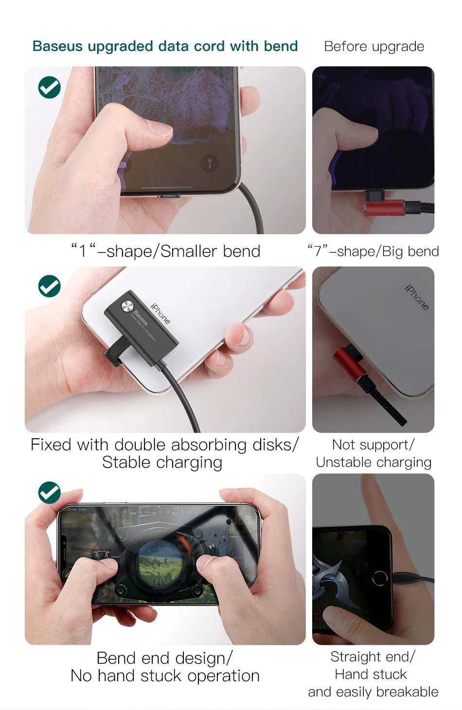 Baseus USB кабель для зарядного устройства для iPhone 6 6s 7 8 X мобильный игровой кабель 8Pin кабель для быстрой зарядки для iPhone 5S 5 кабели для мобильных телефонов