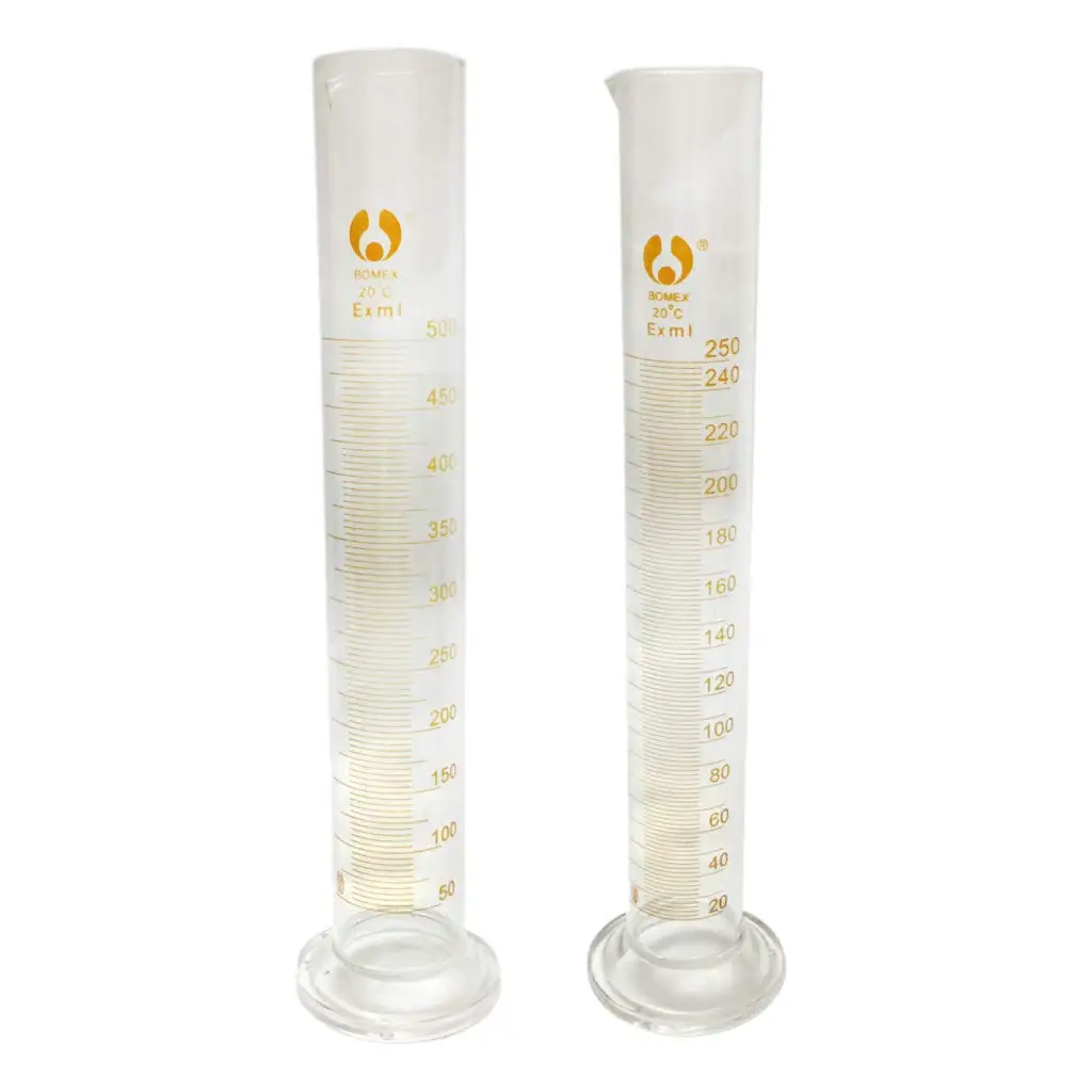 

2 Pieces 250ml / 500ml Graduated Glass Measuring Cylinder Chemistry Experiment Equipment Professional Laboratory Supplies