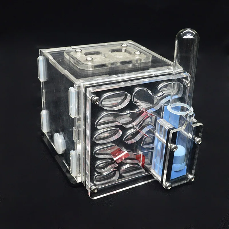 Черный DIY acryl Ant ферма Муравьиное гнездо с питанием площадка муравей дом для домашних животных Anthill мастерской муравей дом с увлажняющей водной башней 8*8*10 см - Цвет: Черный