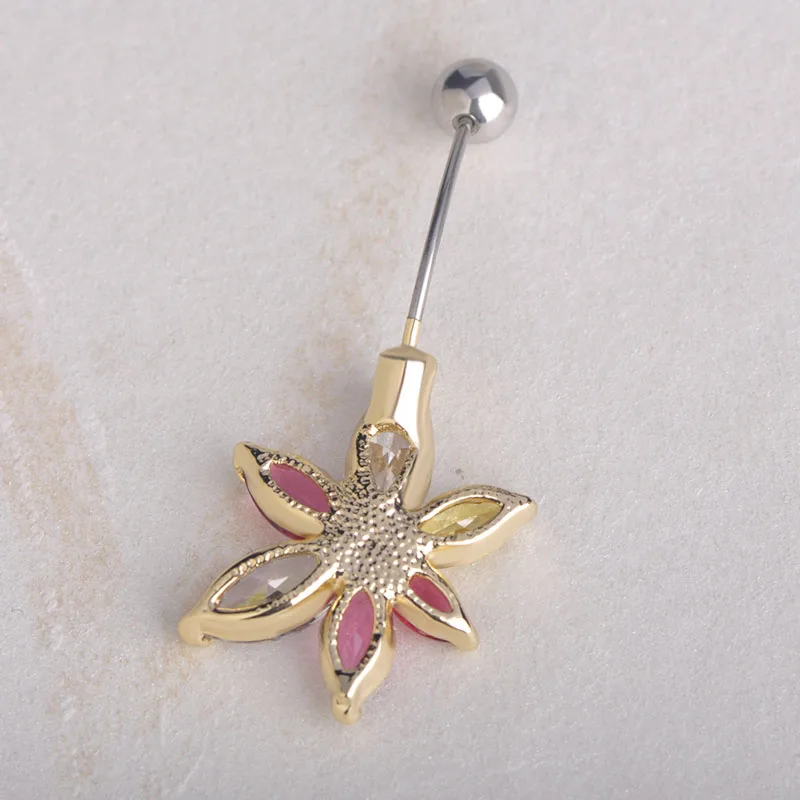 Кольца с розовым цветком и колокольчиком для пупка разные цвета|body piercing jewelry|piercing