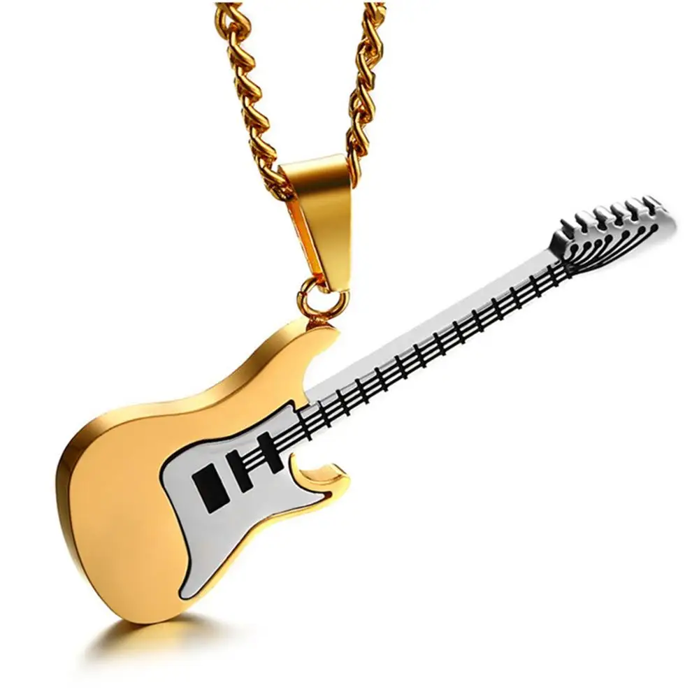 gold GraceAngie 1 шт. черная гитара Стильная мужская цепочка Серебряная подвеска модное ожерелье очаровательные украшения ювелирные изделия ручной работы - Окраска металла: gold